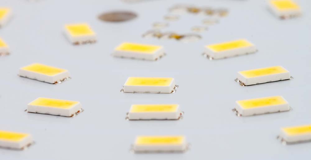 SMD LEDs mounted on an aluminum PCB