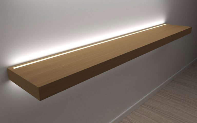 floating kitchen shelf led hidden lighting