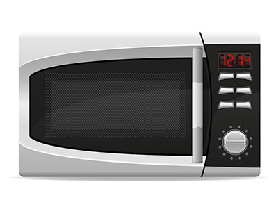 microwave with a seven-segment display timer