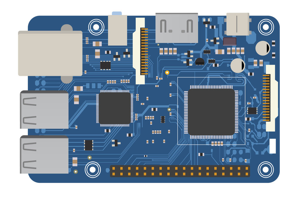 Circuit board with LEDs and other electronic components