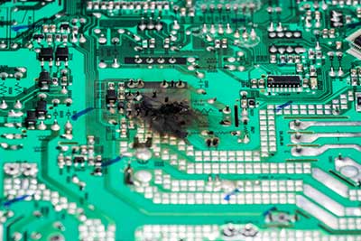 A damaged PCB