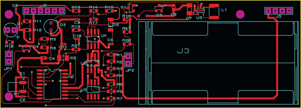 PCB layout with contact pads