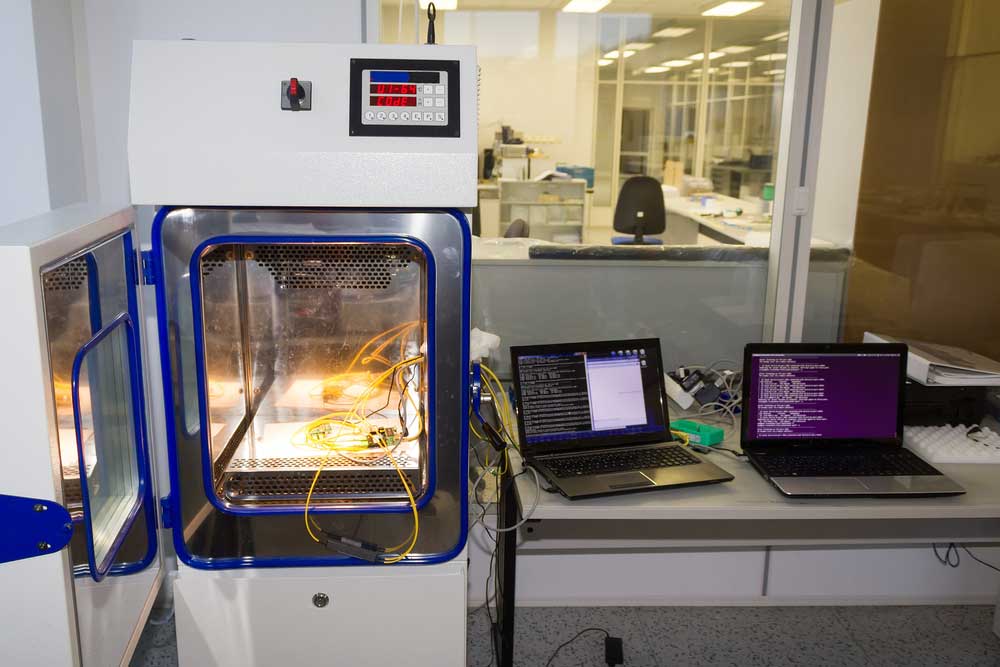 Opened temperature & climate test chamber for PCBs & electronic components